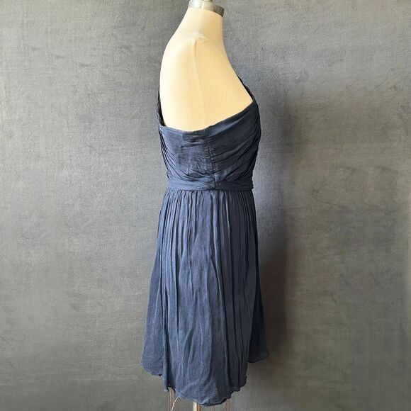 J.Crew Kylie One Shoulder Blue Silk Chiffon Dress Women’s 16 Wedding Cocktail - Picture 5 of 9